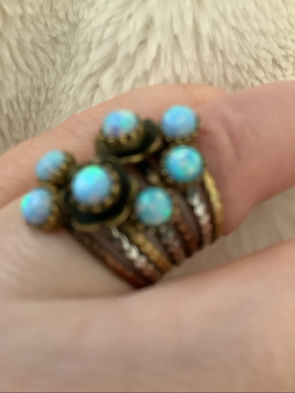 Blue fire Opal multi band ring Sz 6-6.45 - Picture 4 of 10